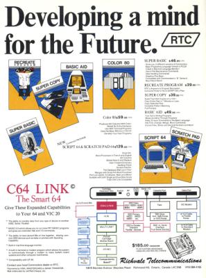[Advertisement: Utilities an 'C64 Link' by Richvale Telecommunications]