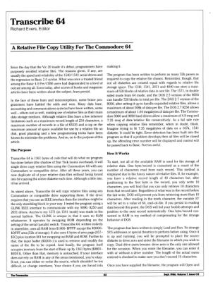 [Transcribe 64: A Relative File Copy Utility for the Commodore 64 (1/4)]