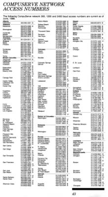 [CompuServe IntroPak page 43/44 
CompuServe Network Access Numbers (1/2)]